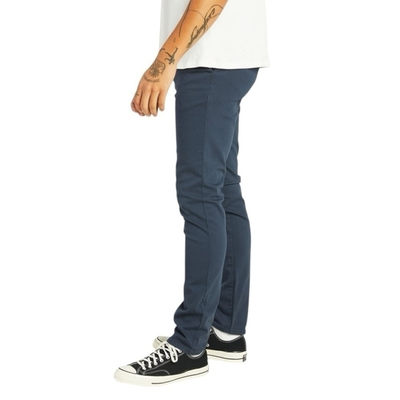 Mens Chinos RSQ Seattle Skinny Tapered Chino Pants Washed Navy Flat Front Pants - Picture 2 of 8